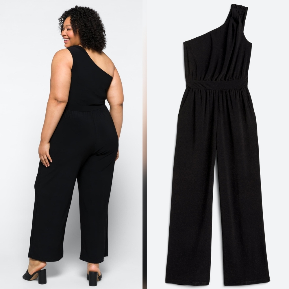 Black Wide Leg Jumsuit Romper 2X